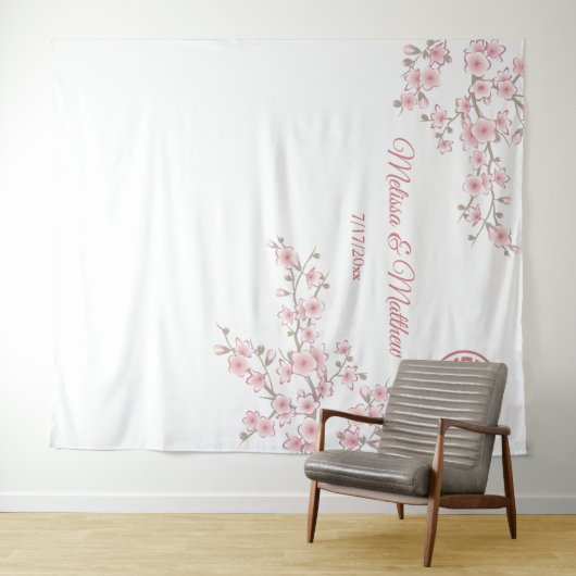 さくらんぼ中国のの結婚花の背景 タペストリー (インサイチュ(横))