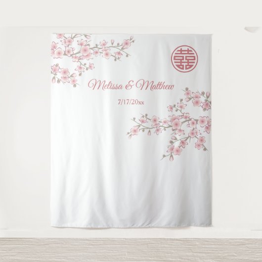 さくらんぼ中国のの結婚花の背景 タペストリー (正面)