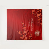さくらんぼ中国のの結婚花の背景 タペストリー (正面(横))