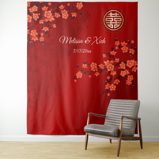 さくらんぼ中国のの結婚花の背景 タペストリー (インサイチュ)