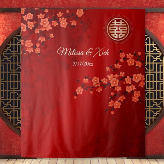 さくらんぼ中国のの結婚花の背景 タペストリー