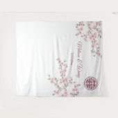 さくらんぼ中国のの結婚花の背景 タペストリー (正面(横))