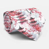 さくらんぼ中国のの花が咲いた水彩塔(2) ネクタイ (ロール)