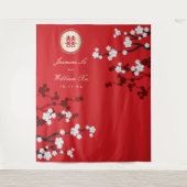 さくらんぼ中国のの赤結婚色背景 タペストリー (正面)