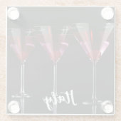 さくらんぼ付きマルティニガラスの赤いカクテル ガラスコースター (裏面)