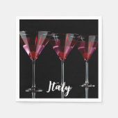 さくらんぼ付きマルティニガラスの赤いカクテル スタンダードカクテルナプキン (正面)