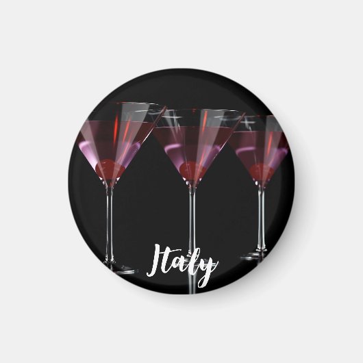 さくらんぼ付きマルティニガラスの赤いカクテル マグネット (正面)