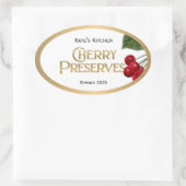 さくらんぼ保存性ゼリーラベルヴィンテージ 楕円形シール (バッグ)