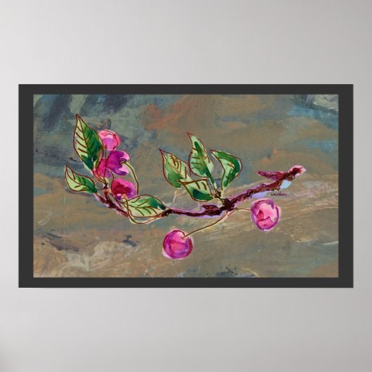 さくらんぼ分岐オン灰色1 ポスター (正面)