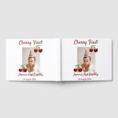 さくらんぼ初のハッピーバースデー写真キッズ赤モダン色 ゲストブック (全面)