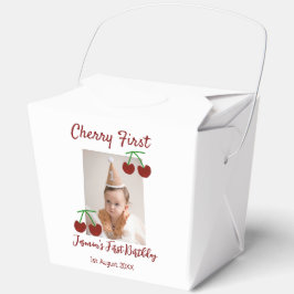 さくらんぼ初のハッピーバースデー写真キッズ赤モダン色 フェイバーボックス