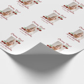 さくらんぼ初のハッピーバースデー写真キッズ赤モダン色 ラッピングペーパー (角)