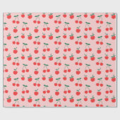 さくらんぼ包装紙 |ピンク ラッピングペーパー (フラット)