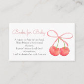 さくらんぼ及びピンクリボンベビシャワーブックベビー エンクロージャーカード (正面)