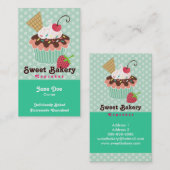 さくらんぼ及びミントのカップケーキの名刺 名刺 (正面/裏面)