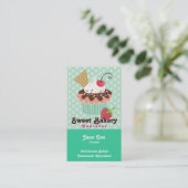 さくらんぼ及びミントのカップケーキの名刺 名刺 (スタンド正面)