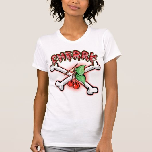 さくらんぼ及び骨が交差した図形 Tシャツ (正面)