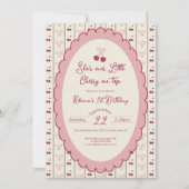 さくらんぼ名門私立校風のオン上のトップ1誕生日招待状 招待状 (正面)