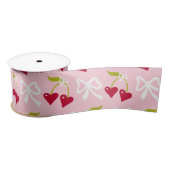 さくらんぼ名門私立校風のスイートピンクと赤10代の子供少女 サテンリボン (リール)