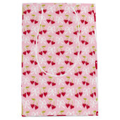 さくらんぼ名門私立校風のスイートピンクと赤10代の子供少女 ミディアムペーパーバッグ (正面)