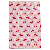 さくらんぼ名門私立校風のスイートピンクと赤10代の子供少女 ミディアムペーパーバッグ (裏面)