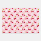 さくらんぼ名門私立校風のスイートピンクと赤10代の子供少女 ラッピングペーパーシート (正面3)