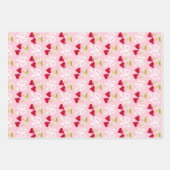 さくらんぼ名門私立校風のスイートピンクと赤10代の子供少女 ラッピングペーパーシート (正面2)