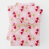 さくらんぼ名門私立校風のスイートピンクと赤10代の子供少女 ラッピングペーパーシート (インサイチュ)
