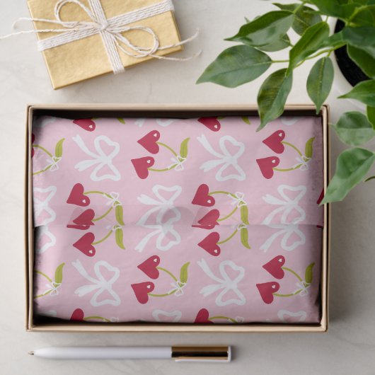 さくらんぼ名門私立校風のスイートピンクと赤10代の子供少女 薄葉紙 (ギフト)