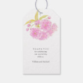 さくらんぼ咲きピンクの花の水色ギフトラベル ギフトタグ (裏面)