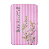 さくらんぼ咲きピンクストリップハロービューティフル！ バスマット (正面縦)