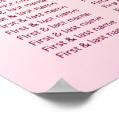 さくらんぼ咲きピンク結婚のシーティングチャート ポスター (角)