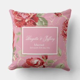 さくらんぼ咲き赤バラ花装飾用クッション クッション