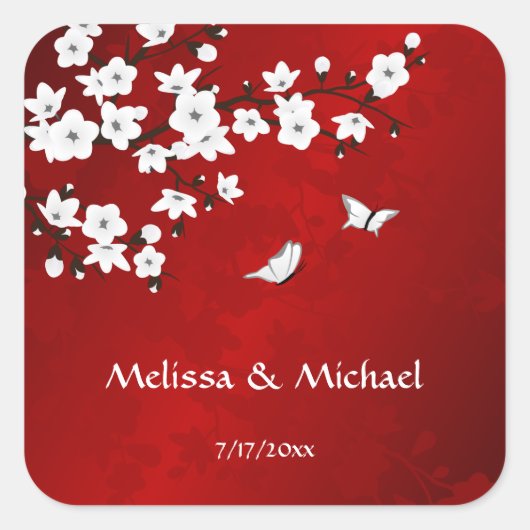 さくらんぼ咲き赤黒白 スクエアシール (正面)