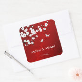 さくらんぼ咲き赤黒白 スクエアシール (封筒)