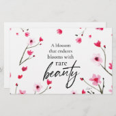 さくらんぼ感動的ブロッサムウォーター色引用文 便箋 (正面/裏面)