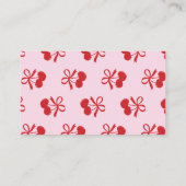 さくらんぼ手描きブライダルシャワーレシピ エンクロージャーカード (裏面)