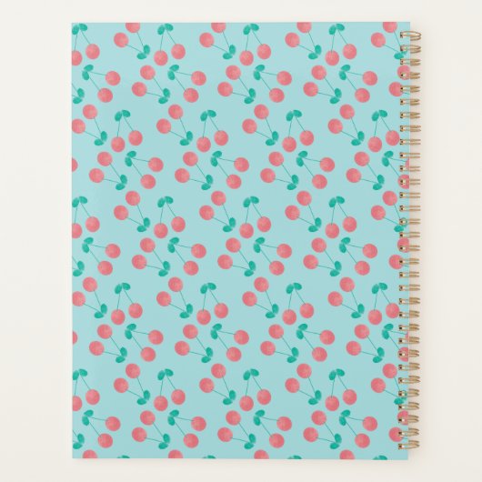 さくらんぼ手色彩の鮮やか水色ピンクティール（緑がかった色） プランナー手帳 (裏面)