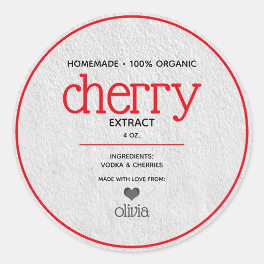 さくらんぼ抽出パーソナライズされた瓶詰めラベル ラウンドシール (正面)