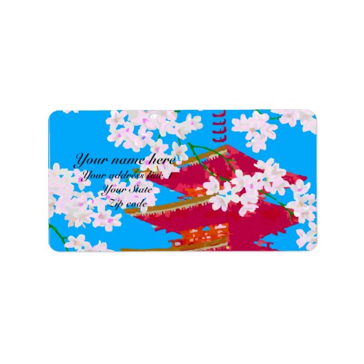 さくらんぼ日本のの花が咲く寺 ラベル (正面)
