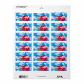 さくらんぼ日本のの花が咲く寺 ラベル (フルシート)