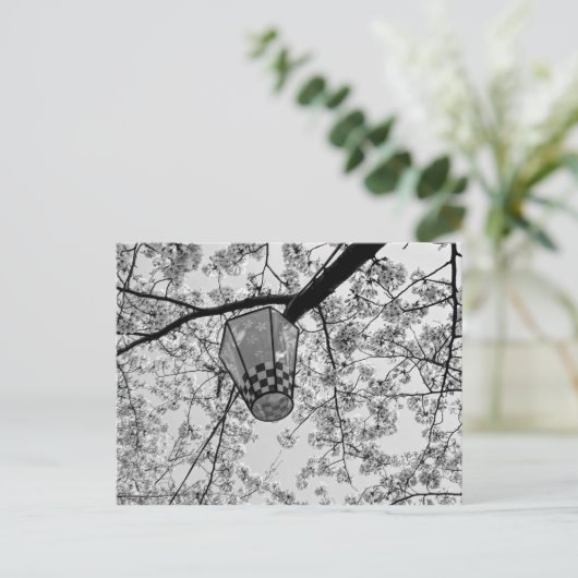 さくらんぼ日本のの花と提灯 ポストカード (スタンド正面)