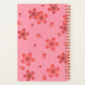 さくらんぼ日本のの花と波のパターン ノートブック (裏面)