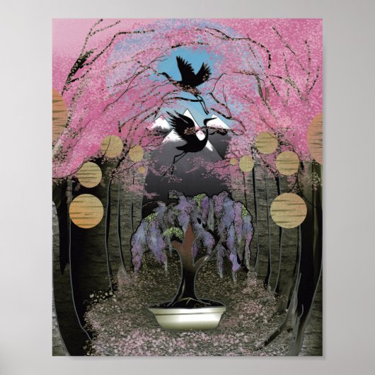 さくらんぼ日本のの花壇 ポスター (正面)