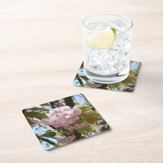 さくらんぼ日本のの花火写真 スクエアペーパーコースター (インサイチュ)