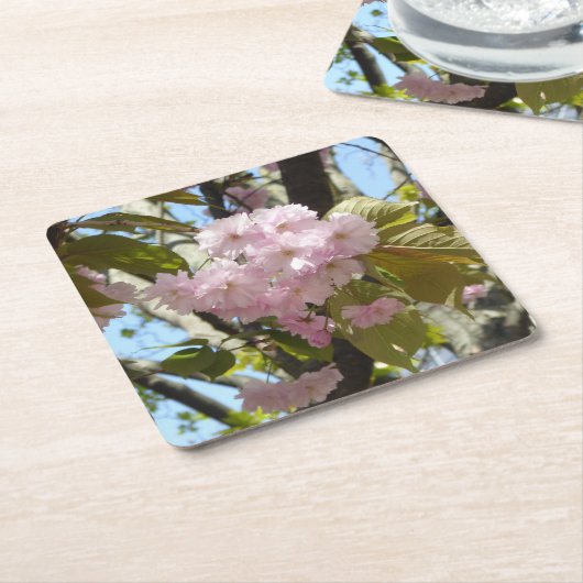 さくらんぼ日本のの花火写真 スクエアペーパーコースター (アングル)