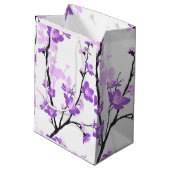 さくらんぼ日本のの花王室の、紫、花、女の子 ミディアムペーパーバッグ (裏面アングル)