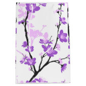 さくらんぼ日本のの花王室の、紫、花、女の子 ミディアムペーパーバッグ (正面)