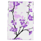 さくらんぼ日本のの花王室の、紫、花、女の子 ミディアムペーパーバッグ (裏面)