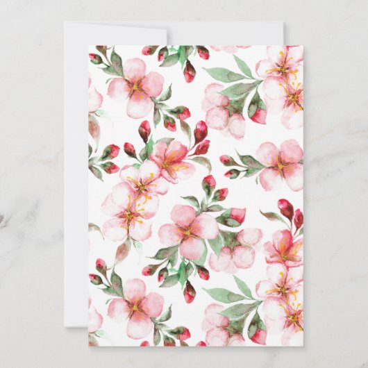 さくらんぼ日本のの花 | フローラブライダルシャワー 招待状 (裏面)